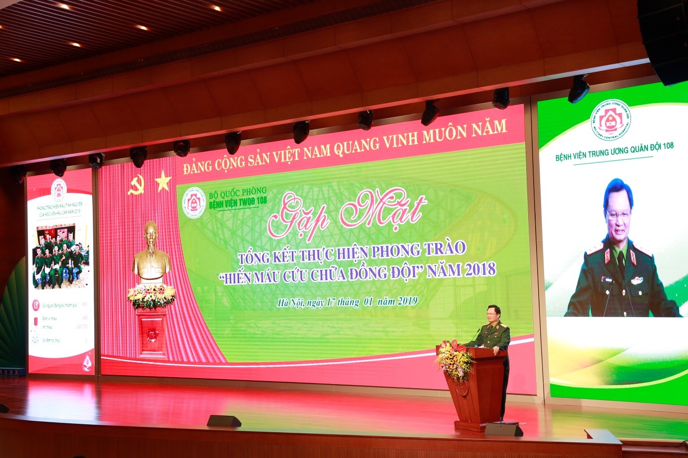 Tổng kết phong trào hiến máu cứu chữa đồng đội năm 2018 tại Bệnh viện TWQĐ 108