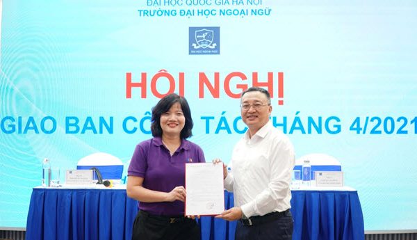 Trường Đại học Ngoại ngữ họp giao ban công tác tháng 4/2021