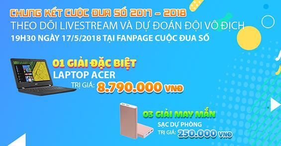 Laptop trao tay người đoán đúng nhà vô địch Cuộc đua số 2018