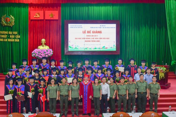 Trao bằng tốt nghiệp VB 2 ngành tiếng Anh khóa 2017.F.6E cho 34 cán bộ Trường ĐH Kỹ thuật – Hậu cần CAND