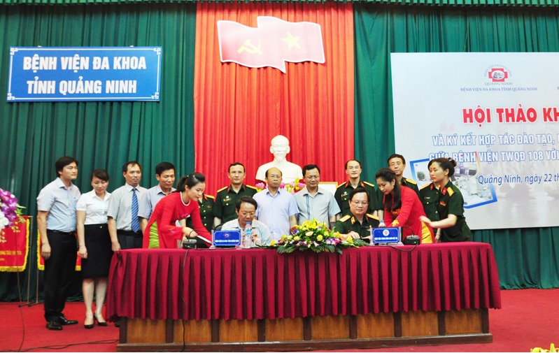 Bệnh viện Trung ương Quân đội 108 và Bệnh viện Đa khoa tỉnh Quảng Ninh tổ chức hội thảo khoa học và kí kết hợp tác đào tạo, chuyển giao kỹ thuật