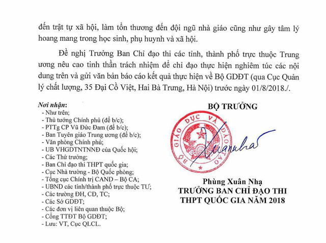 Bộ trưởng Bộ GD&ĐT yêu cầu rà soát, đánh giá công tác tổ chức kì thi THPT quốc gia 2018