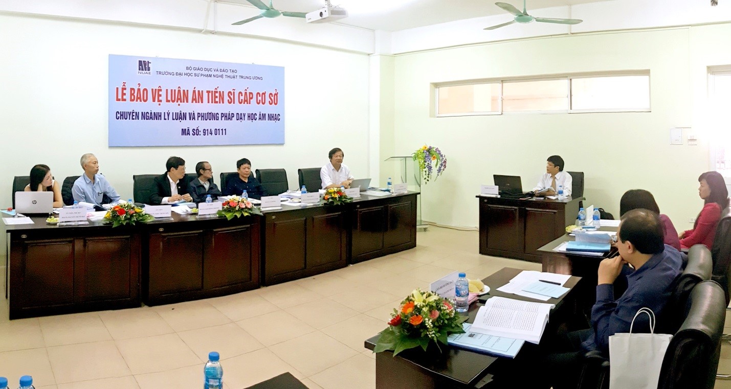 Lễ bảo vệ luận án tiến sĩ cấp cơ sở chuyên ngành Lý luận và Phương pháp dạy học Âm nhạc của NCS Thái Đình Dũng