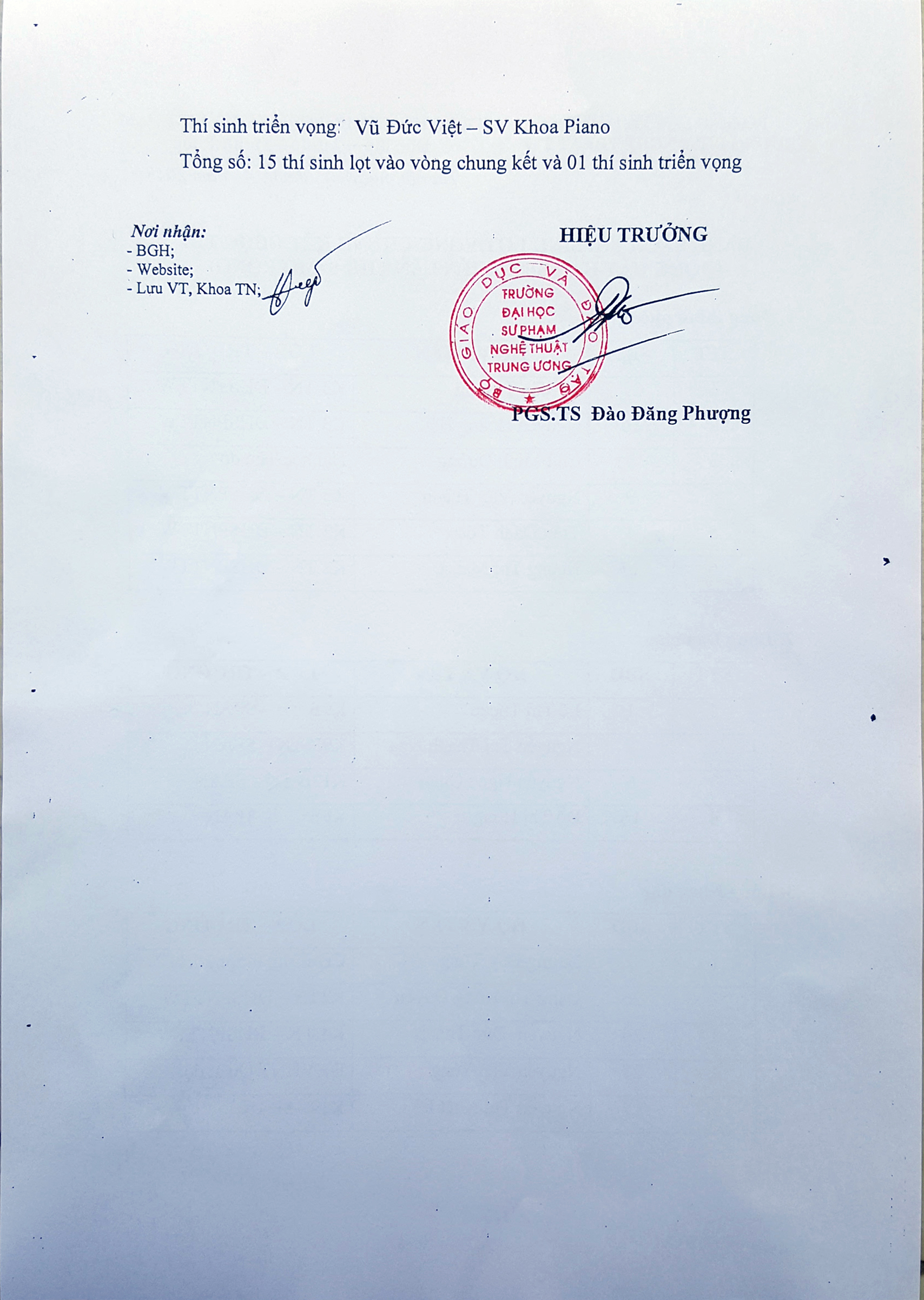 Danh sách thí sinh vòng Chung kết Cuộc thi Giọng hát hay sinh viên - Lần thứ 5 (Mở rộng)