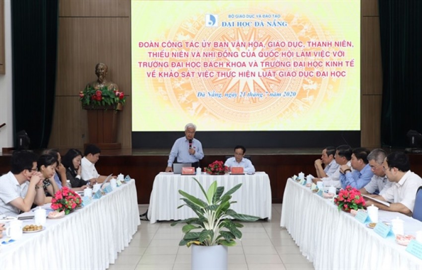 Uỷ ban Văn hóa, Giáo dục, Thanh niên, Thiếu niên và Nhi đồng của Quốc hội làm việc với Đại học Đà Nẵng về việc thực hiện Luật Giáo dục Đại học sửa đổi