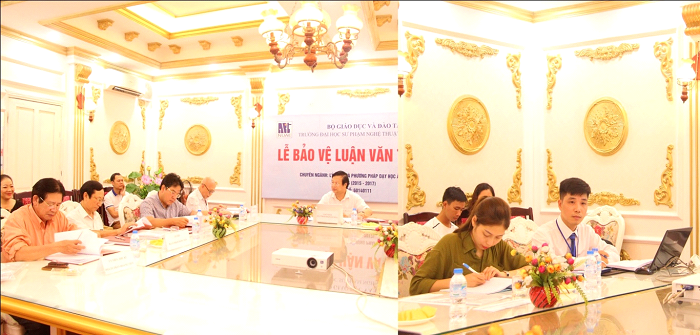 Lễ bảo vệ luận văn Thạc sĩ của hai học viên Mai Đình Khang và Đỗ Thu Huyền