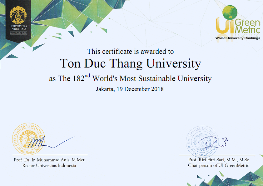Đại học Tôn Đức Thắng giữ vững vị trí TOP 200 đại học phát triển bền vững nhất thế giới